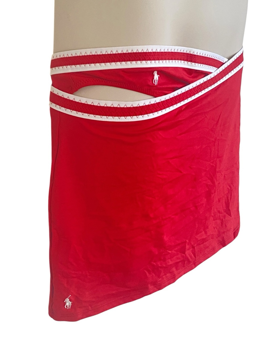 Ralph Lauren Vintage Y2K Red White Bikini Swim Skirt 3 Piece Set Sz L - Picture 7 of 16